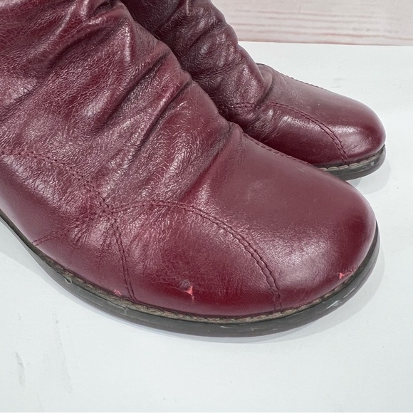 Miz Mooz Burgundy Red Leather Slouchy Bonnie Tall Wedge Boots - Picture 10 of 12